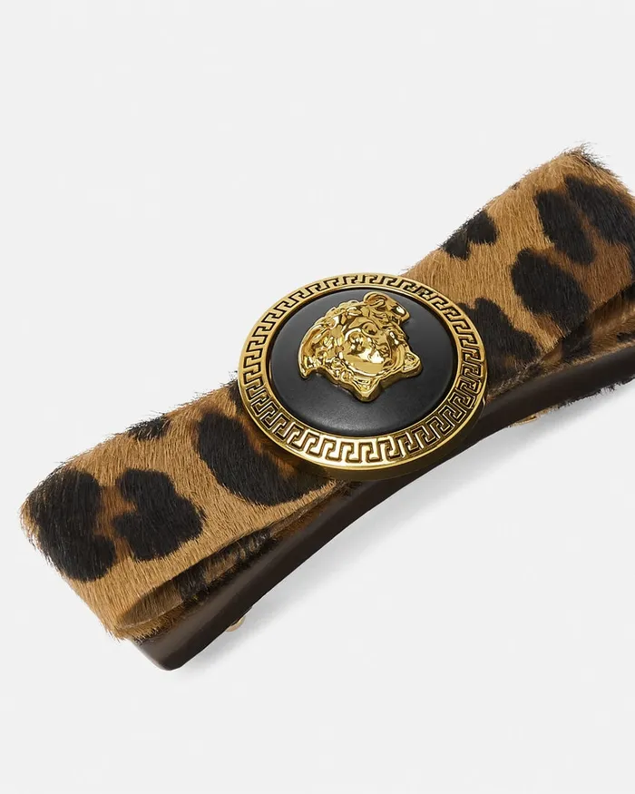 Versace Gianni Ribbon Leopard Hair Clip Animalier Women Hair Accessories