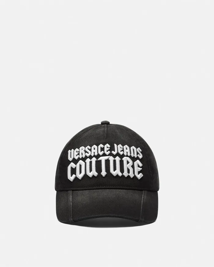 Versace Gothic Logo Baseball Cap Blackprint WomenMen Jeans Couture