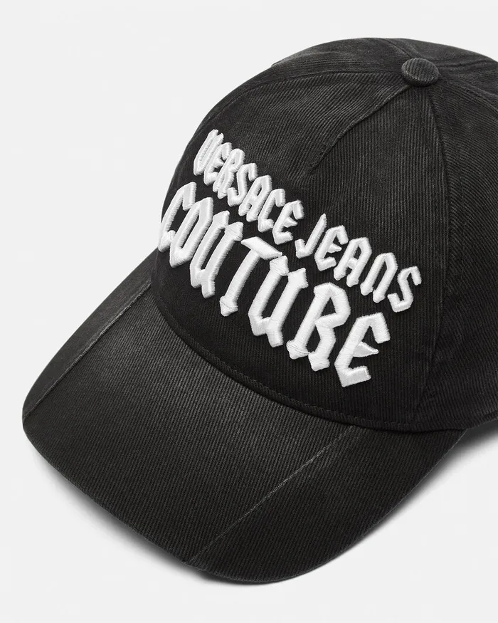 Versace Gothic Logo Baseball Cap Blackprint WomenMen Jeans Couture