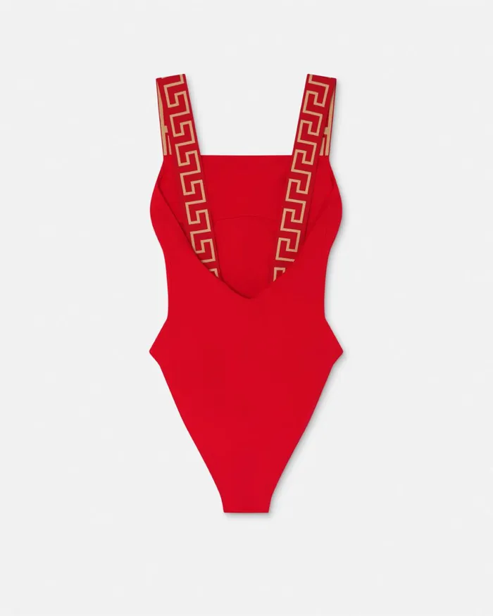 Versace Greca Border OnePiece Swimsuit Red Women Swimwear
