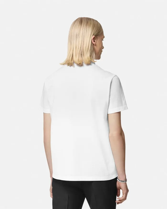 Versace Greca Collar Polo Shirt White Men TShirts and Polos