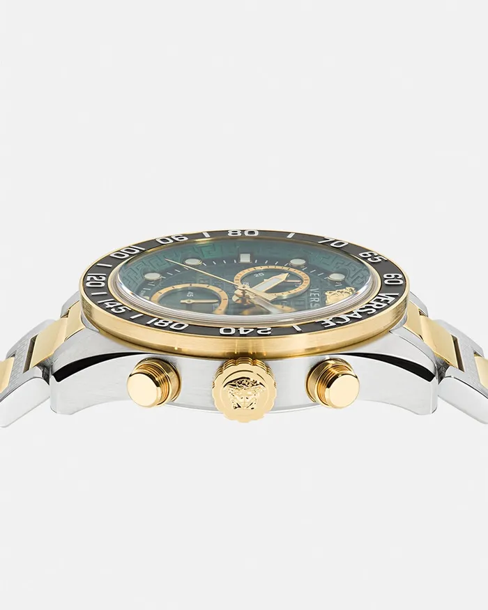 Versace Greca Dome Chrono Watch Green Men Watches