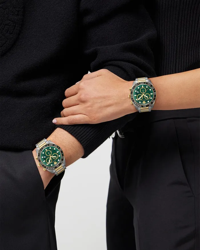 Versace Greca Dome Chrono Watch Green Men Watches