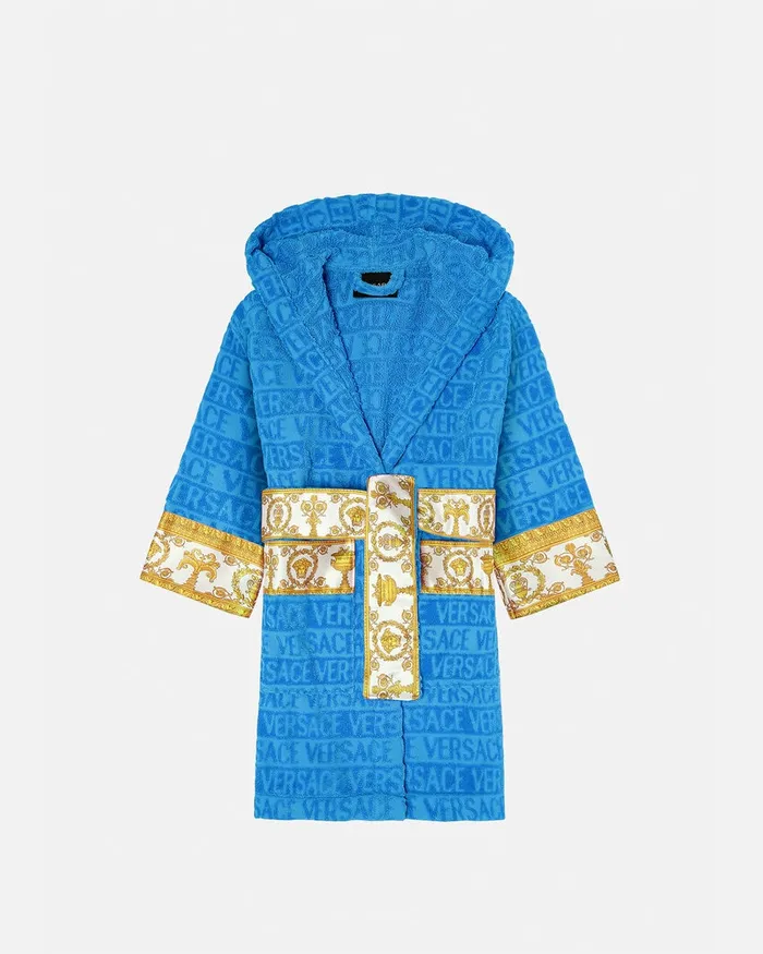 Versace I Baroque Bathrobe Light Blue Kids Underwear and Beachwear