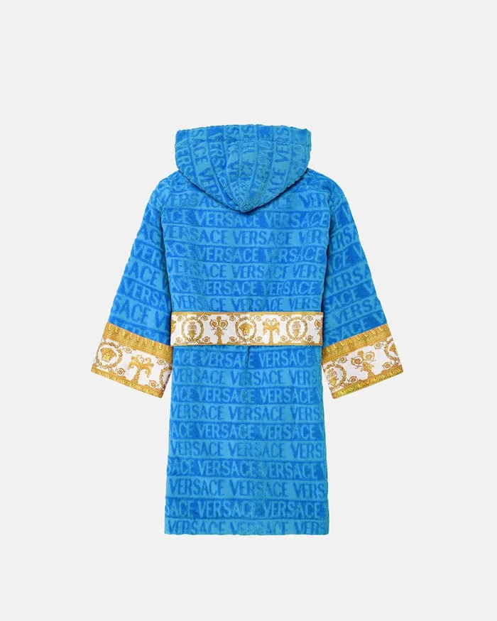 Versace I Baroque Bathrobe Light Blue Kids Underwear and Beachwear