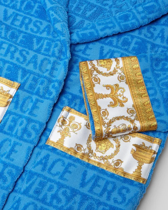 Versace I Baroque Bathrobe Light Blue Kids Underwear and Beachwear