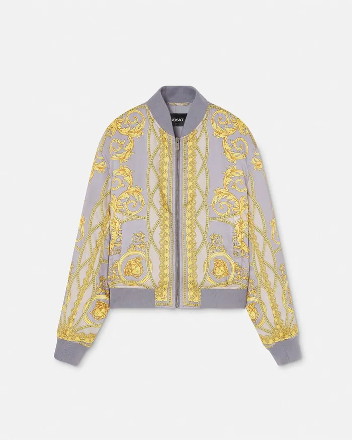 Versace La Coupe Des Dieux Bomber Jacket Grayprint Men Jackets and Coats