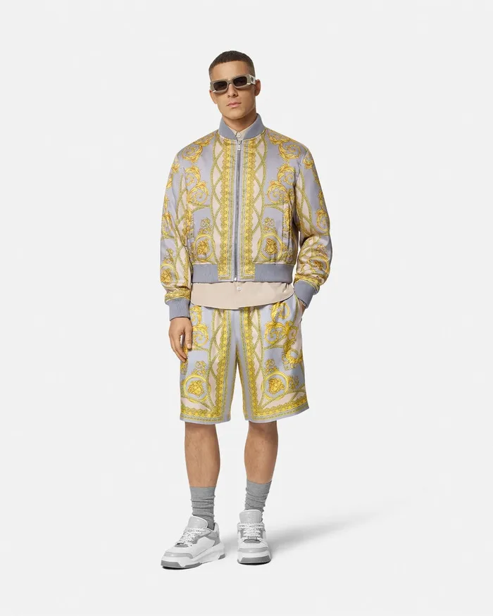 Versace La Coupe Des Dieux Bomber Jacket Grayprint Men Jackets and Coats