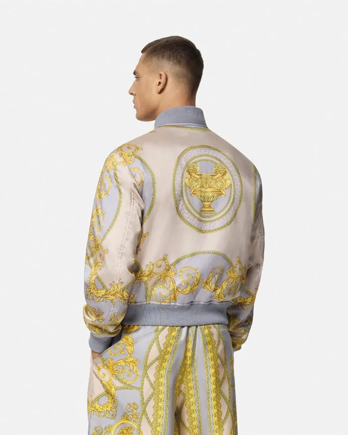 Versace La Coupe Des Dieux Bomber Jacket Grayprint Men Jackets and Coats