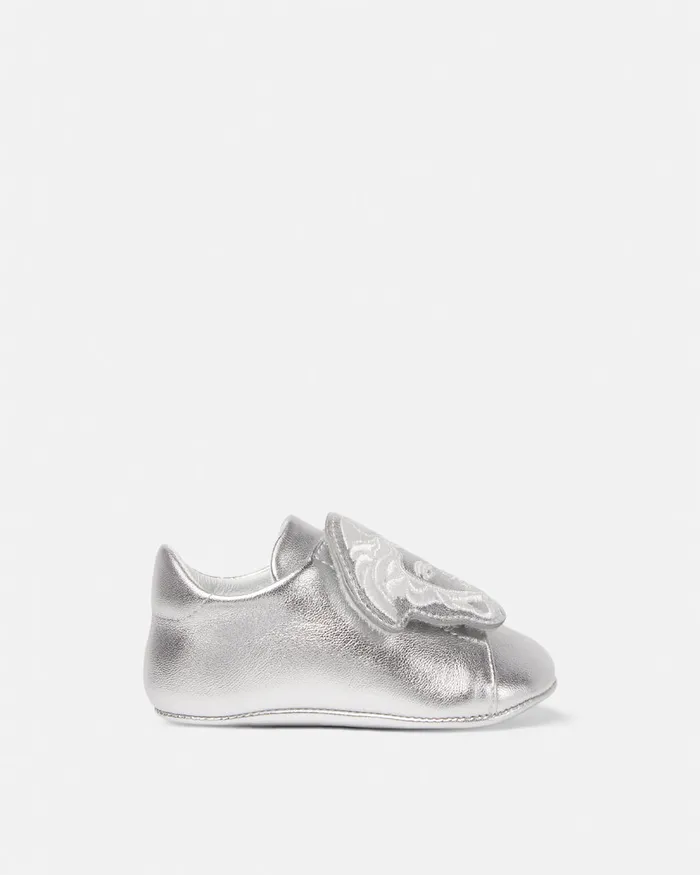 Versace La Medusa Metallic Baby Sneakers Silver Kids Shoes and First Steps