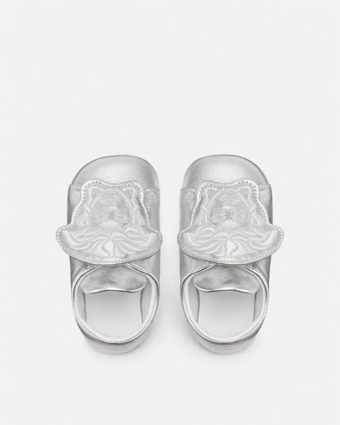 Versace La Medusa Metallic Baby Sneakers Silver Kids Shoes and First Steps