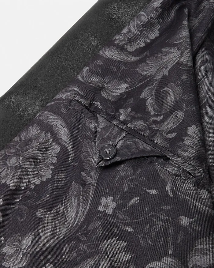 Versace Leather Biker Jacket Black Men Jackets and Coats