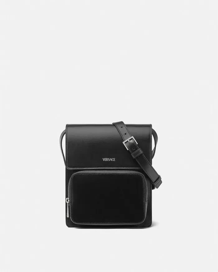 Versace Leather Crossbody Cargo Bag Blacksilver Men Cargo