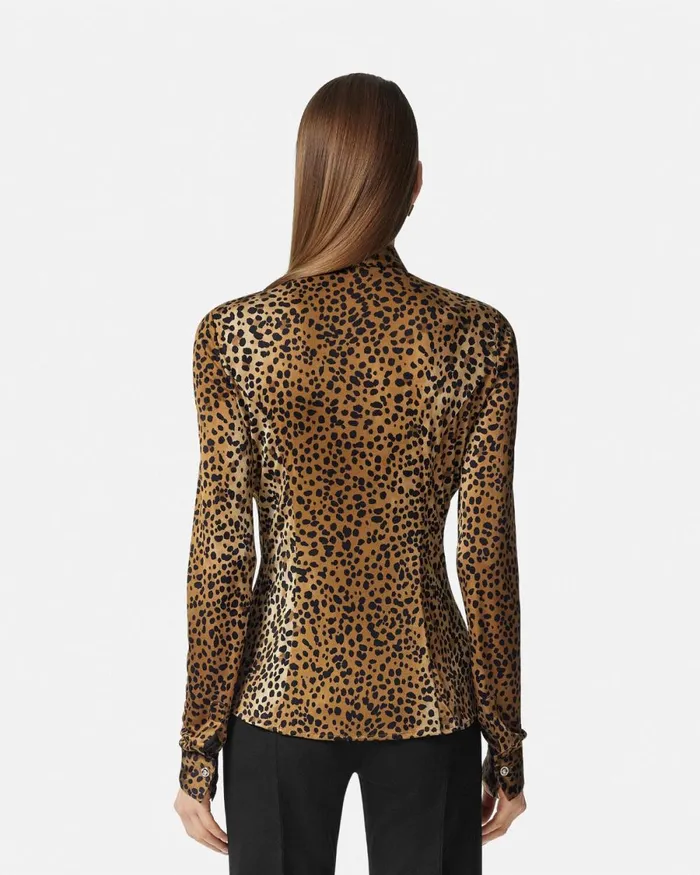 Versace Leopard Fitted Shirt Animalier Women Shirts and Tops