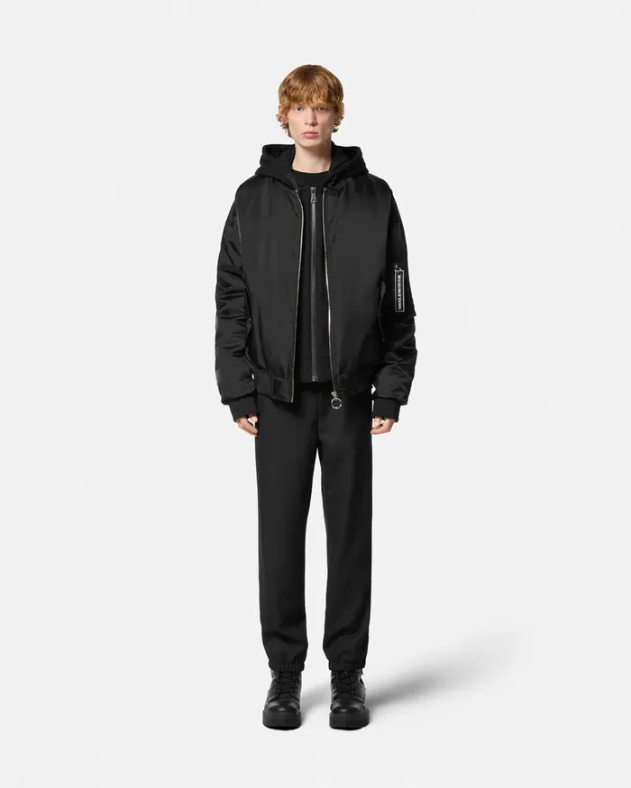 Versace Logo Bomber Jacket Blackprint Men Jeans Couture