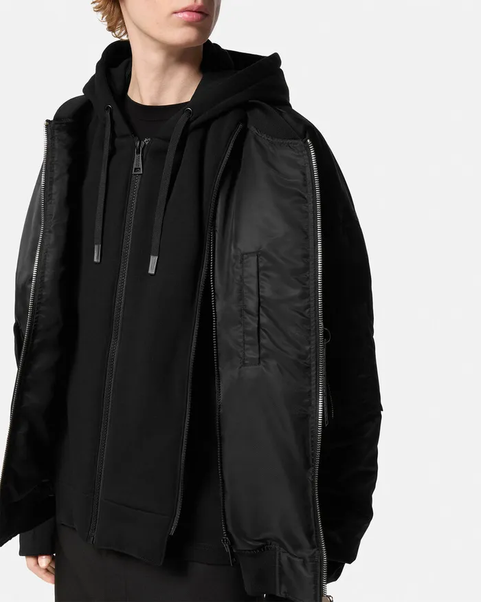 Versace Logo Bomber Jacket Blackprint Men Jeans Couture