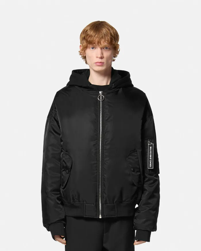 Versace Logo Bomber Jacket Blackprint Men Jeans Couture