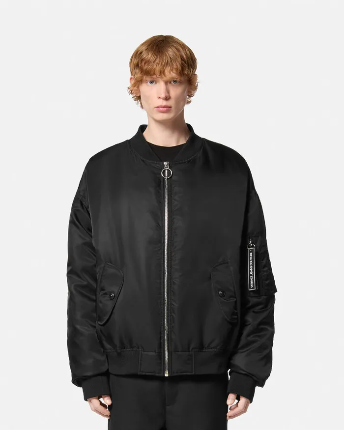 Versace Logo Bomber Jacket Blackprint Men Jeans Couture