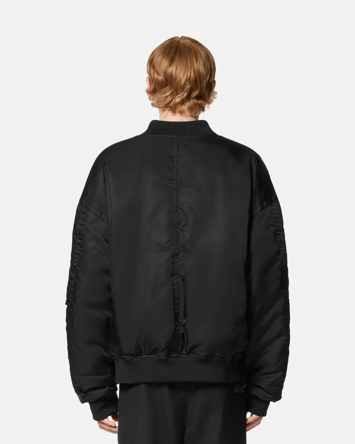Versace Logo Bomber Jacket Blackprint Men Jeans Couture