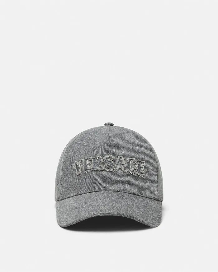Versace Logo Denim Baseball Cap Black WomenMen Hats and Caps