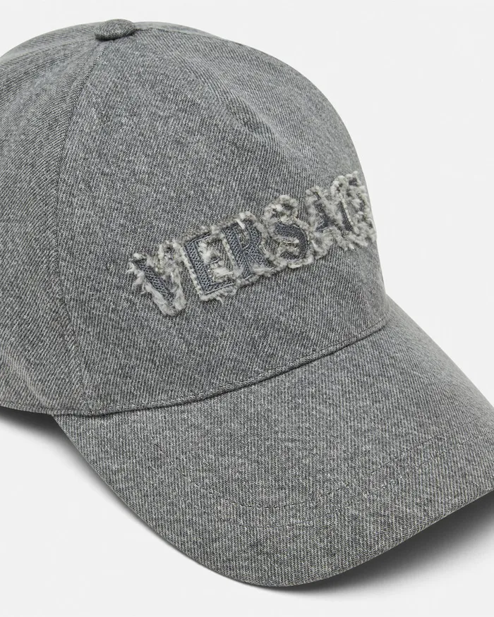 Versace Logo Denim Baseball Cap Black WomenMen Hats and Caps