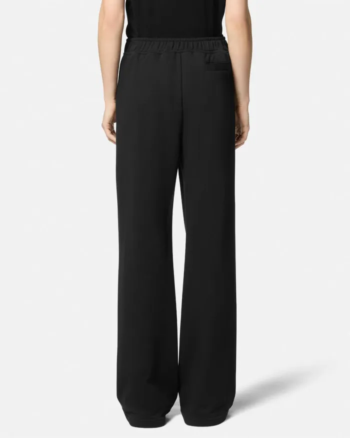 Versace Logo LaceUp Sweatpants Blackprint Women Jeans Couture