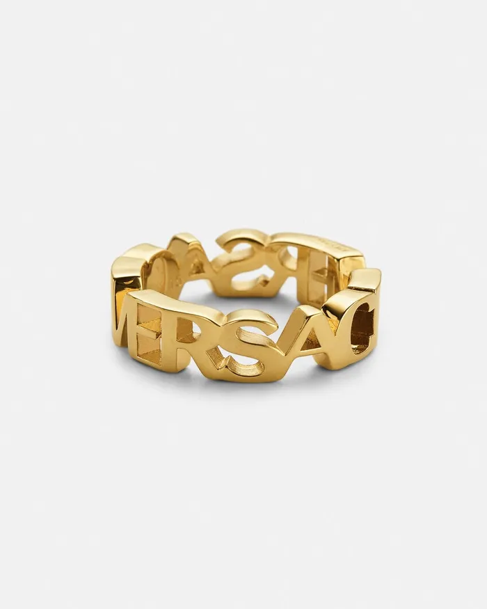 Versace Logo Ring Light Gold MenWomen Rings