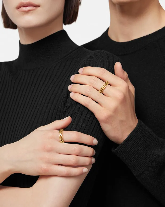 Versace Logo Ring Light Gold MenWomen Rings