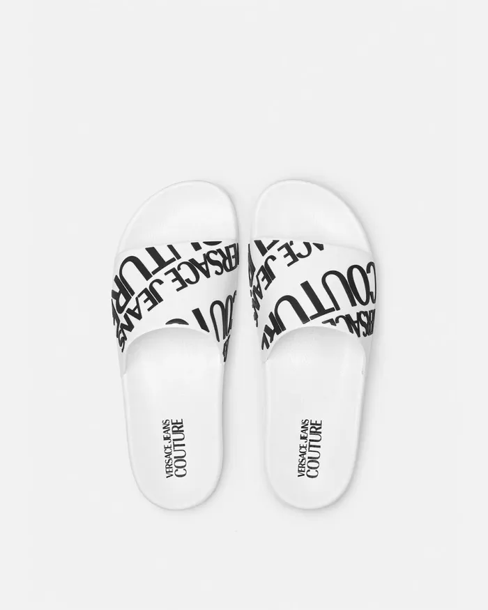 Versace Logo Sliders Whiteprint Men Jeans Couture