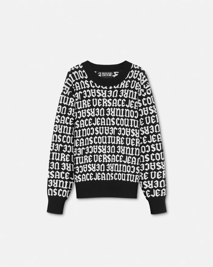 Versace Logomania Knit Sweater Blackprint Men Jeans Couture