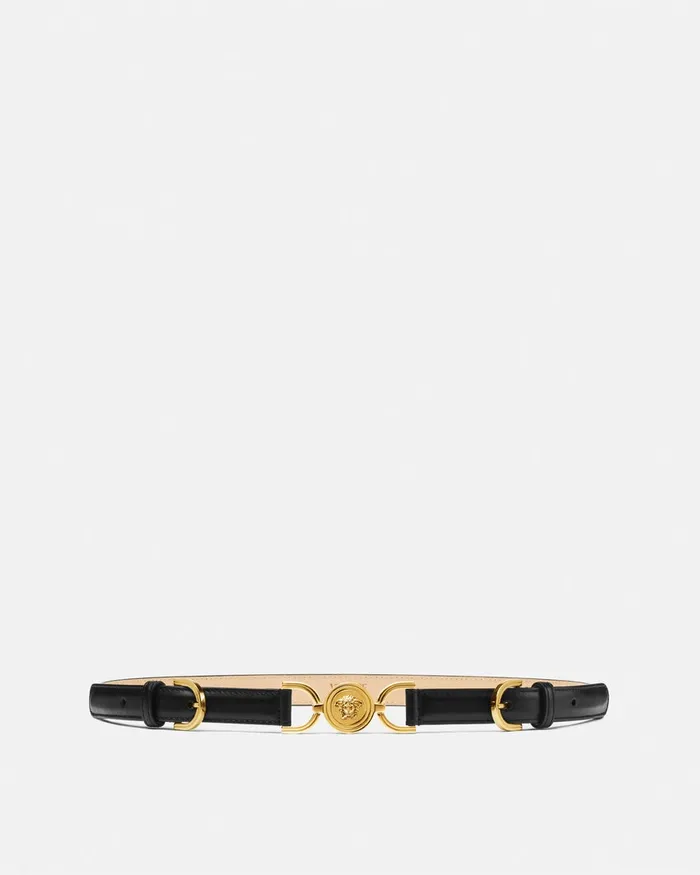 Versace Medusa 03995 Leather Belt 2 Cm Blackgold Women Belts