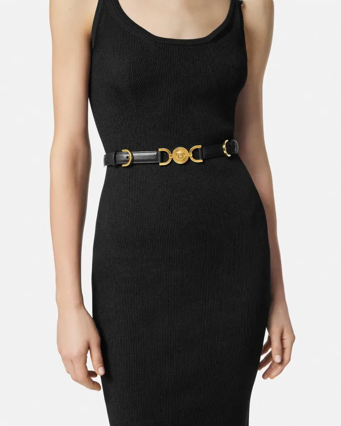 Versace Medusa 03995 Leather Belt 2 Cm Blackgold Women Belts