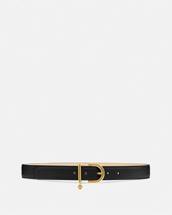 Versace Medusa 03995 Leather Belt 3 Cm Blackgold Women Belts
