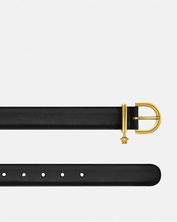 Versace Medusa 03995 Leather Belt 3 Cm Blackgold Women Belts