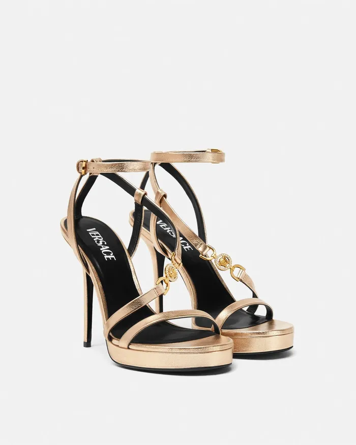 Versace Medusa 03995 Metallic Sandals 115 Mm Gold Women Sandals