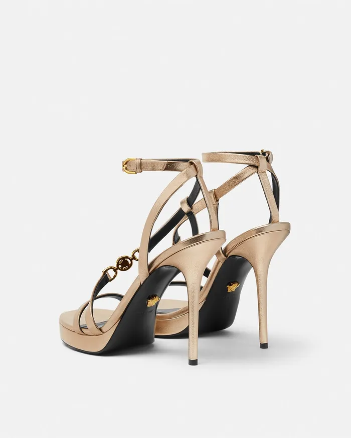 Versace Medusa 03995 Metallic Sandals 115 Mm Gold Women Sandals