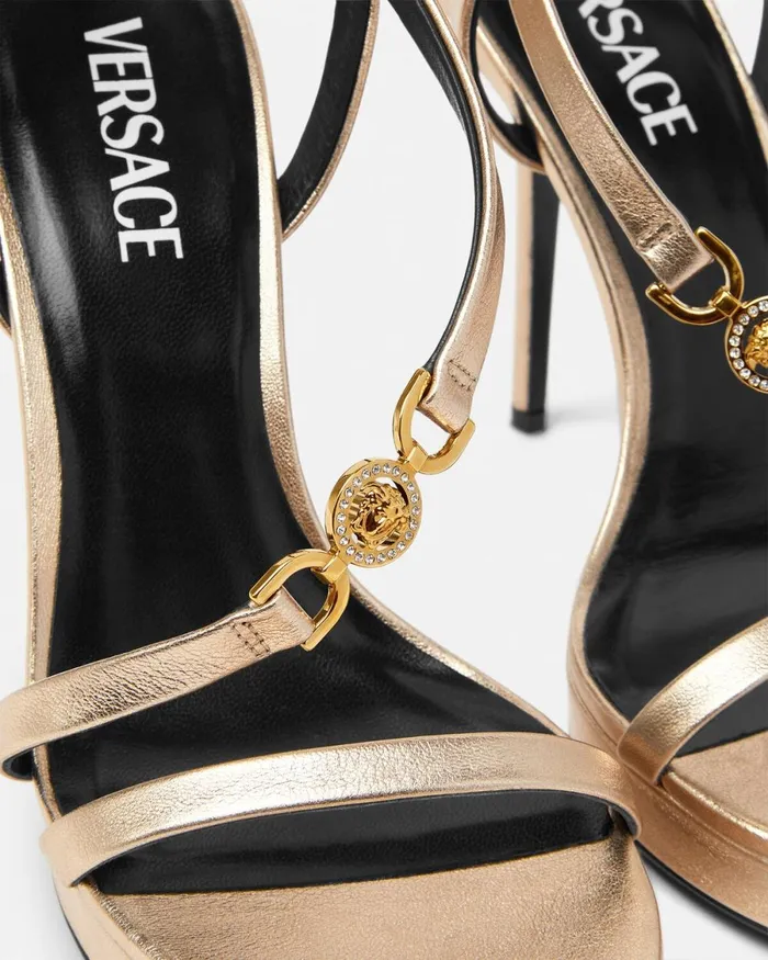 Versace Medusa 03995 Metallic Sandals 115 Mm Gold Women Sandals