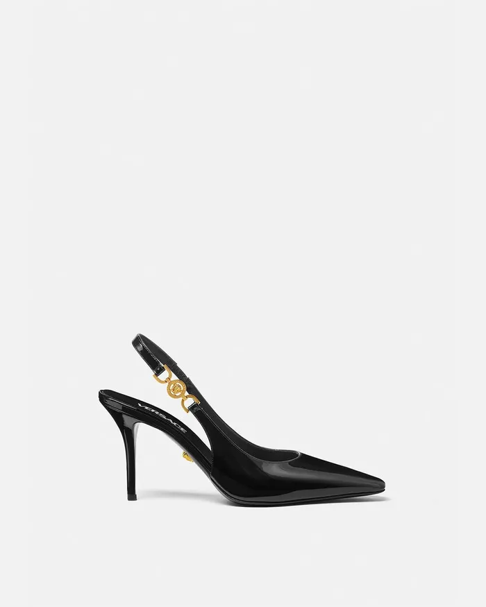 Versace Medusa 03995 Slingback Pumps 85 Mm Blackgold Women Pumps and Slingbacks