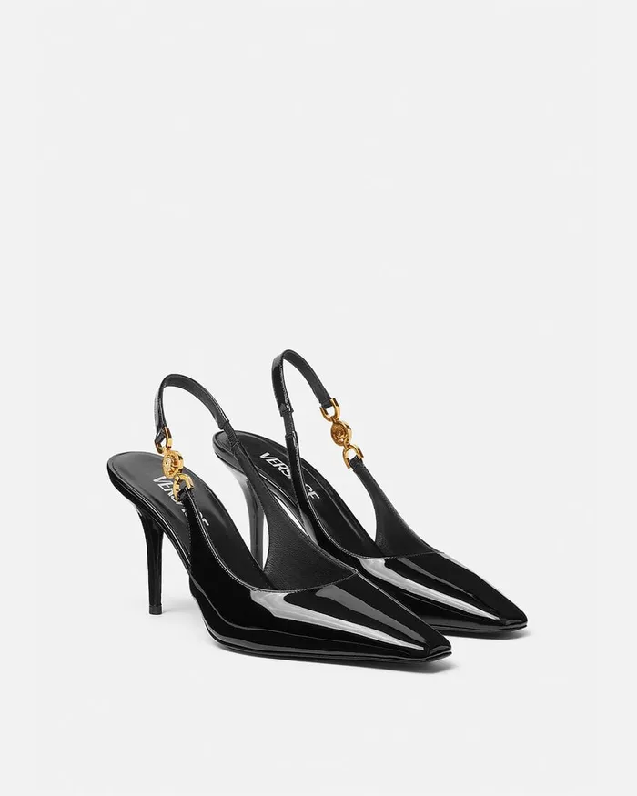 Versace Medusa 03995 Slingback Pumps 85 Mm Blackgold Women Pumps and Slingbacks