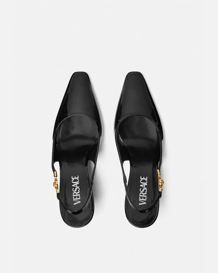 Versace Medusa 03995 Slingback Pumps 85 Mm Blackgold Women Pumps and Slingbacks