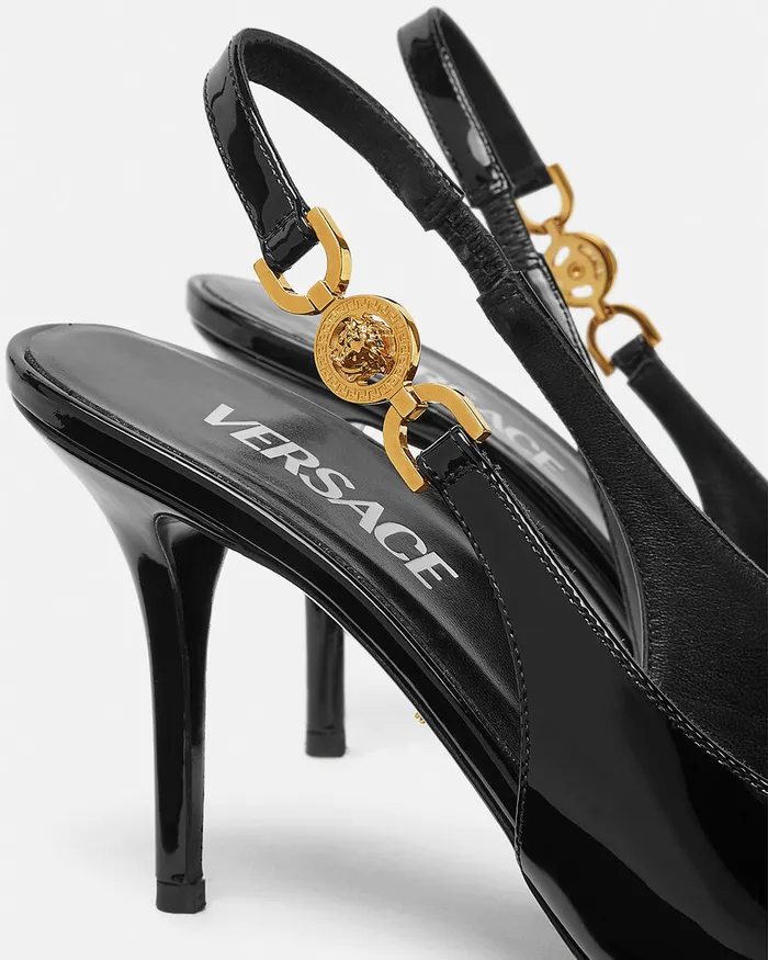 Versace Medusa 03995 Slingback Pumps 85 Mm Blackgold Women Pumps and Slingbacks