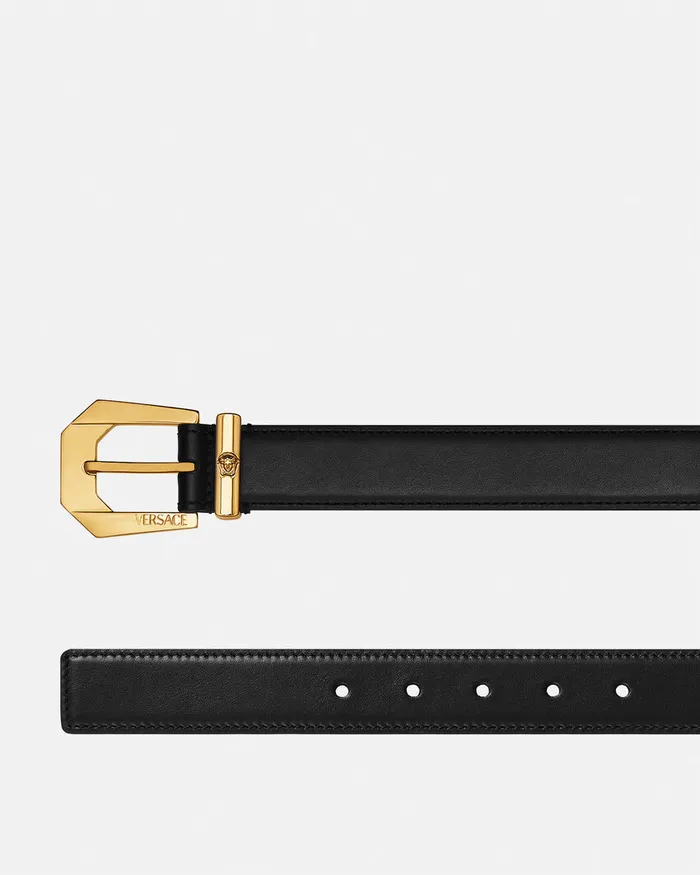 Versace Medusa Leather Belt 3 Cm Blackgold Men Belts