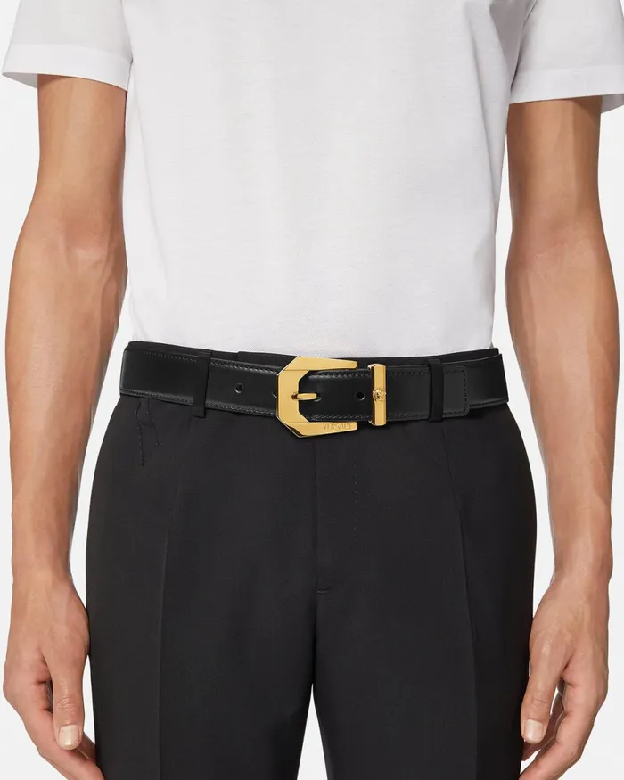 Versace Medusa Leather Belt 3 Cm Blackgold Men Belts