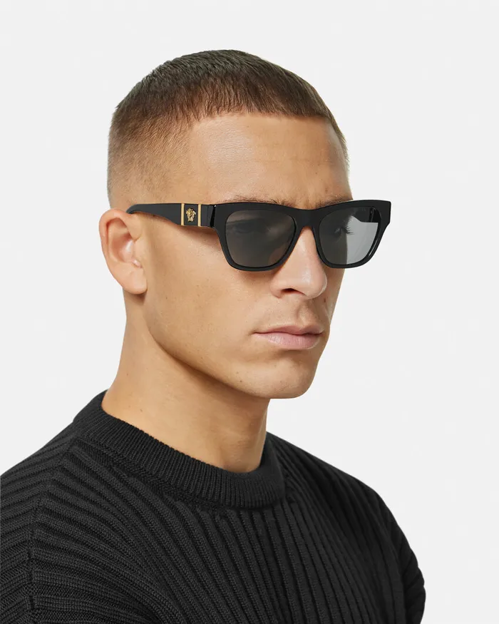 Versace Medusa Legend Squared Sunglasses Blackgold Men Sunglasses