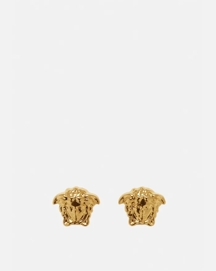 Versace Medusa Stud Earrings Light Gold WomenMen Earrings