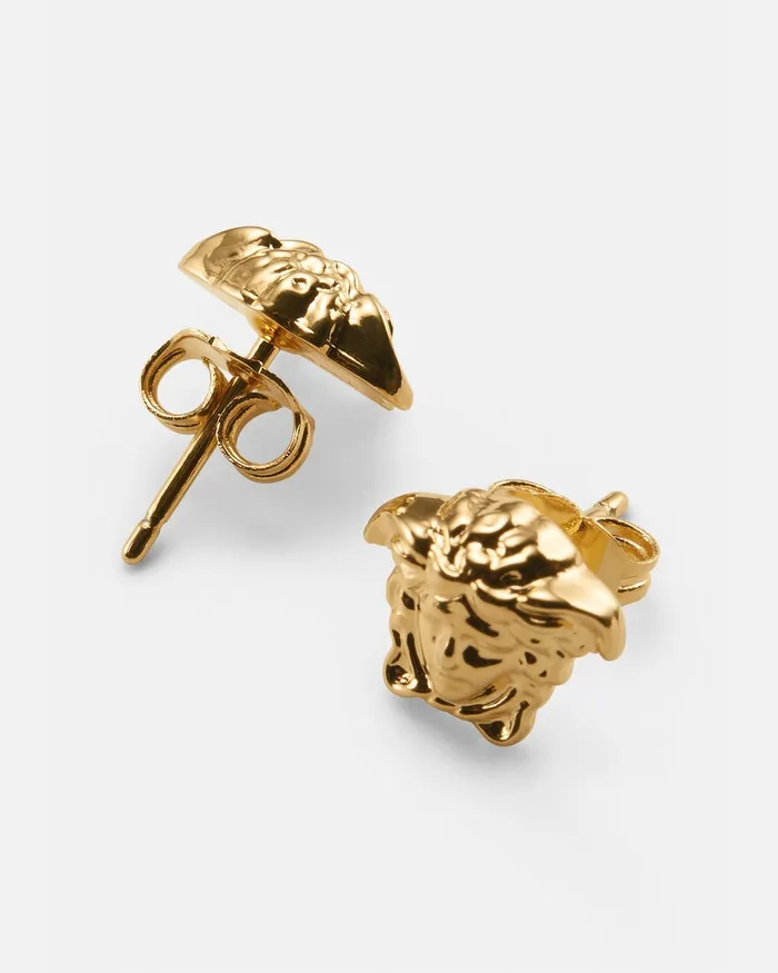 Versace Medusa Stud Earrings Light Gold WomenMen Earrings