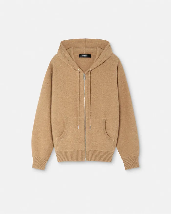 Versace Medusa Towel Zip Hoodie Beige Women Knitwear