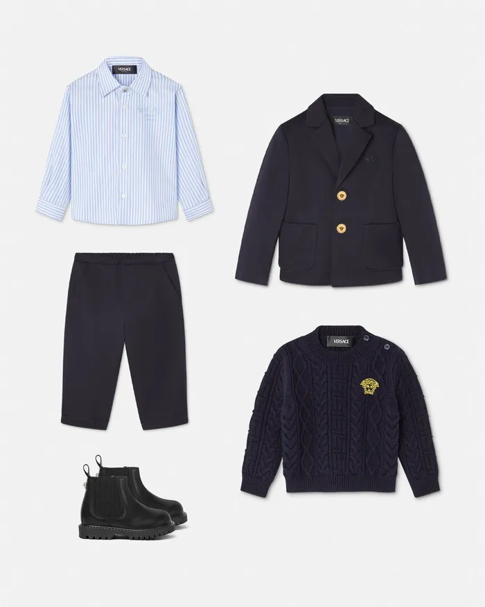 Versace Milano Stamp Baby Jacket Blue Kids Outerwear and Jackets