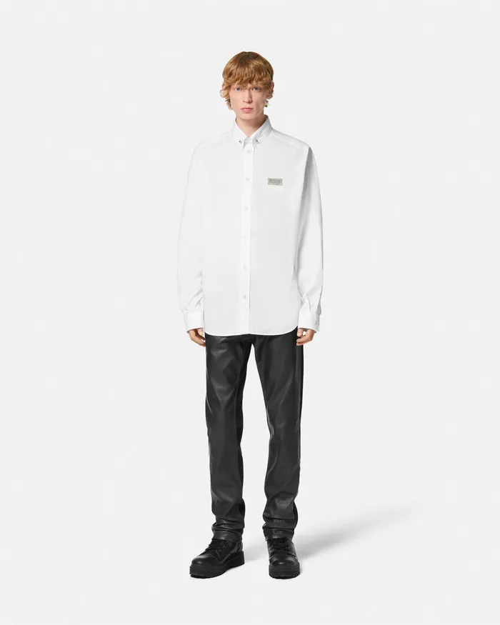 Versace Piercing RelaxedFit Shirt Whiteprint Men Jeans Couture