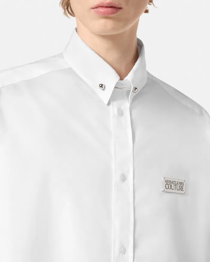 Versace Piercing RelaxedFit Shirt Whiteprint Men Jeans Couture